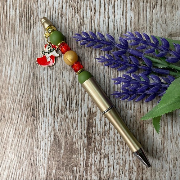 Handcrafted Pooh Tree Pens Beaded Unique Artisan Gifts Office Accessories - Picture 6 of 7